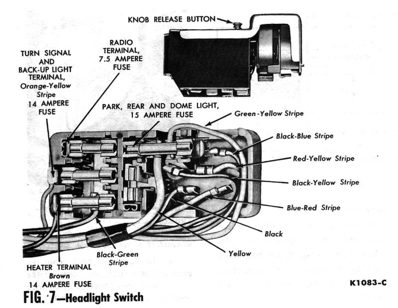 Wiring diagram for a ford headlight switch